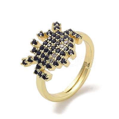 Real 18K Gold Plated Brass Pave Cubic Zirconia Adjustable Rings RJEW-M170-05G-02-1