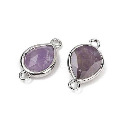 Natural Amethyst Faceted Connector Charms G-L514-048G-09-1