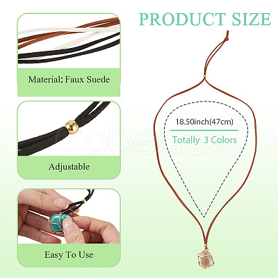 3Pcs Faux Suede Macrame Pouch Pendant Necklaces NJEW-TAC0052-02-1
