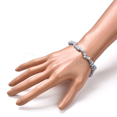 Natural Angelite Chips Beads Stretch Bracelets BJEW-JB06621-1