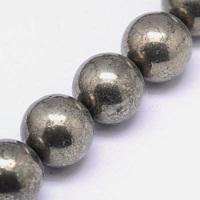 Natural Pyrite Beads Strands G-L031-18mm-01-1