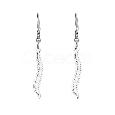 304 Stainless Steel Spine Dangle Earrings WC7930-1-1