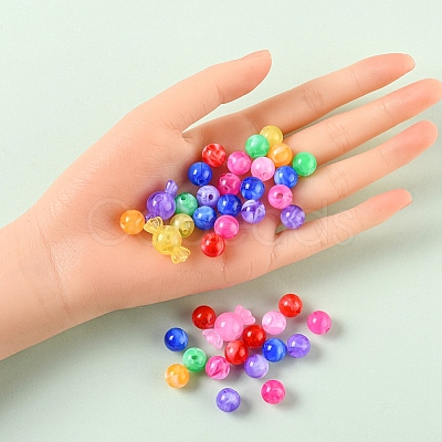 240Pcs 9 Colors Acrylic Beads MACR-YW0001-71-1