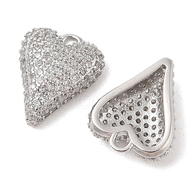 Brass Micro Pave Clear Cubic Zirconia Pendants KK-S388-01P-02-1