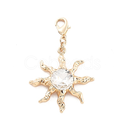 Alloy Rhinestone Pendant Decoration HJEW-P021-01G-G-1