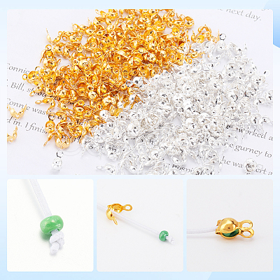 1200Pcs 2 Colors Brass Bead Tips KK-SP0001-94-1