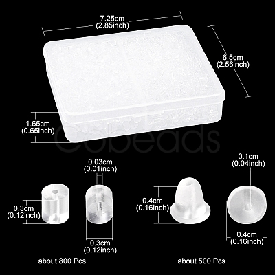 1300Pcs 2 Style Plastic Ear Nuts KY-YW0001-30-1