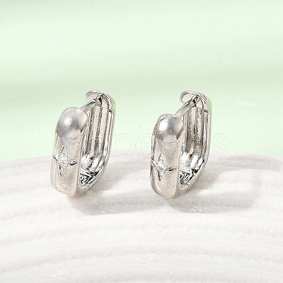 Brass Micro Pave Cubic Zirconia Hoop Earrings KK-CBA5585-09P-1