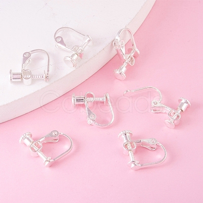 Brass Screw On Clip-on Earring Findings KK-L164-02S-1