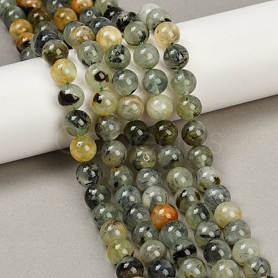 Natural Prehnite Beads Strands X-G-P322-48-10mm-01-1