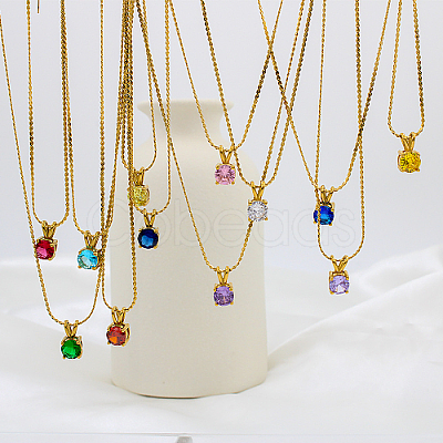 Real 18K Gold Plated 201 Stainless Steel Pendant Necklaces CP2918-2-1