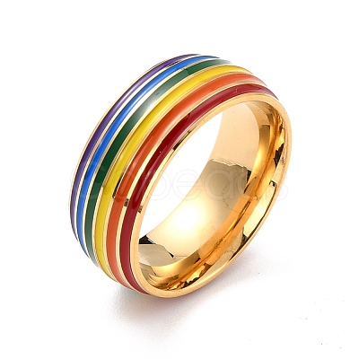 Rainbow Pride Finger Ring RJEW-M140-01G-1