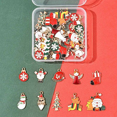 40Pcs Christmas Theme Alloy Enamel Pendants ENAM-FS0004-19-1
