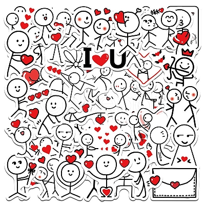 Valentine's Day Theme Cartoon PVC Self-Adhesive Stickers VALE-PW0003-02-1