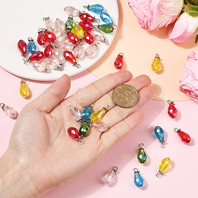 50Pcs Electroplate Glass Pendants FIND-SP0004-73-1