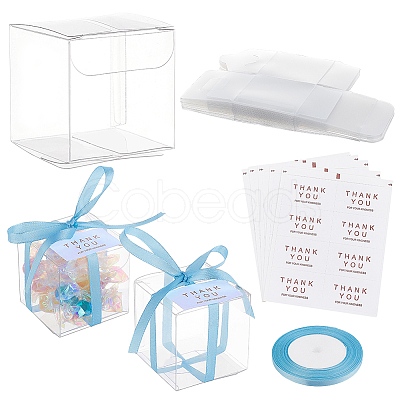 BENECREAT 40Pcs Square PET Clear Party Favor Gift Box DIY-BC0006-41B-1