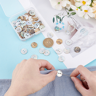 100Pcs Natural Akoya Shell Buttons BUTT-PH0001-41A-1
