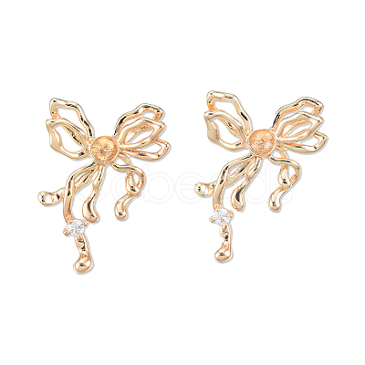 Brass Pave Clear Cubic Zirconia Stud Earring Findings KK-N232-438LG-A-1