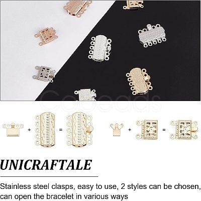 32PCS 2 Style 304 Stainless Steel Box Clasps STAS-UN0025-06-1