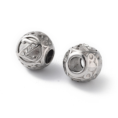 304 Stainless Steel Rhinestone European Beads STAS-A092-10Z-P-1