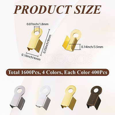 1600Pcs 8Bags 4 Colors Iron Folding Crimp Ends IFIN-CL0001-10-1