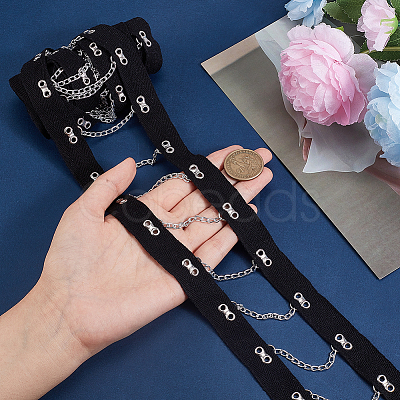 2 Yards Steel Riveted Hook & Eye Tape with Iron Chain FIND-BC0004-51-1