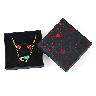 5Pcs Hot Stamping Planet Cardboard Jewelry Packaging Boxes CON-TA0001-44D-1