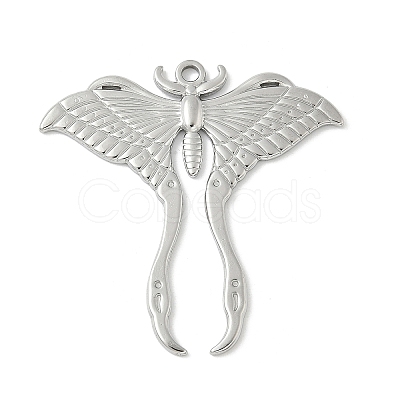 304 Stainless Steel Moth Pendants STAS-S186-08B-P-1