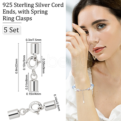 4 Sets 925 Sterling Silver Spring Ring Clasps STER-BBC0001-25-1