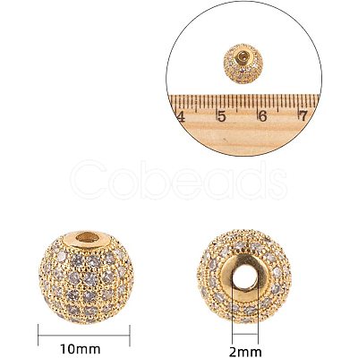 Brass Cubic Zirconia Beads ZIRC-NB0001-10-1