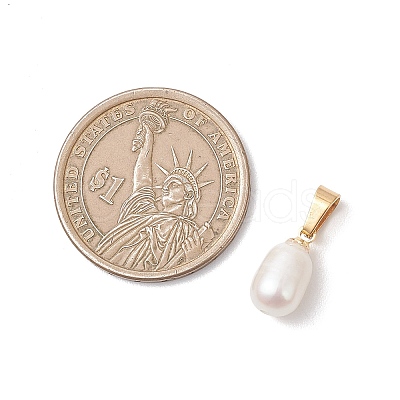 Natural Cultured Freshwater Pearl Rice Charms X-PALLOY-JF04823-1