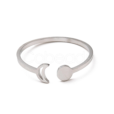 Non-Tarnish 304 Stainless Steel Open Cuff Rings RJEW-Q808-01C-P-1