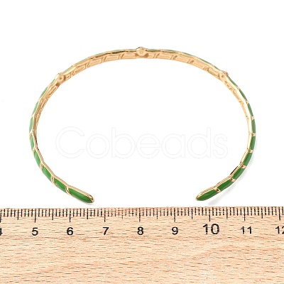304 Stainless Steel Enamel Cuff Bangles for Women BJEW-H637-02A-G-1