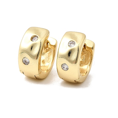 Brass Micro Pave Clear Cubic Zirconia Hoop Earrings EJEW-Z149-02G-1