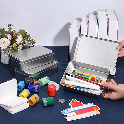 Rectangle Tinplate Metal Storage Boxes with Lid LS-CON-WH0112-040-1