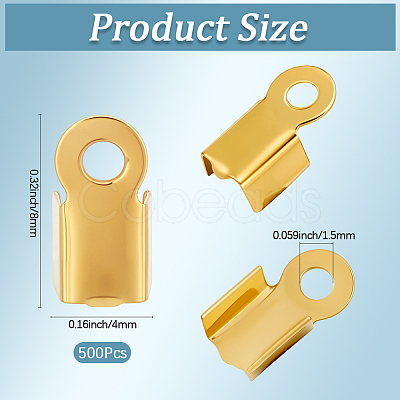 500Pcs Iron Folding Crimp Ends IFIN-CN0001-06G-1