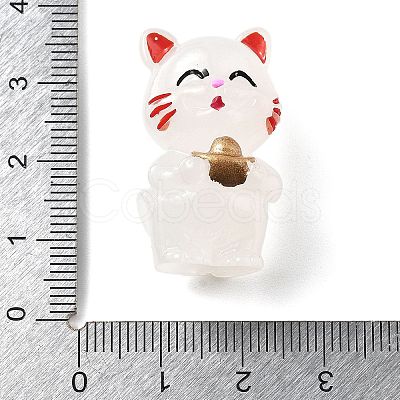 Luminous Resin Lucky Cat Display Decorations DJEW-P020-01C-1
