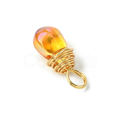 Wire Wrapped Electroplate Glass Pendant PALLOY-JF02469-1
