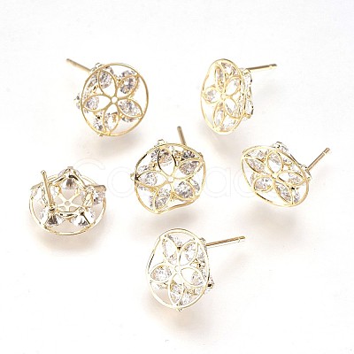 Brass Stud Earrings EJEW-P155-02G-NF-1