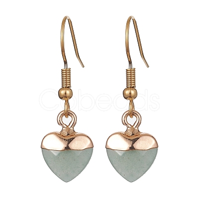 Natural Mixed Gemstone Heart Dangle Earrings EJEW-JE05469-1