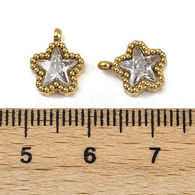 304 Stainless Steel Micro Pave Cubic Zirconia Charms STAS-K302-01A-G-1