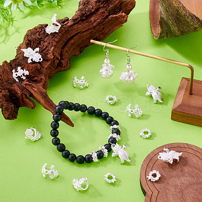 20Pcs 4 Styles Alloy Bead Caps & Pendant Cabochons Settings FIND-TA0010-07-1