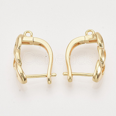 Brass Hoop Earring Findings with Latch Back Closure X-KK-T048-024G-NF-1
