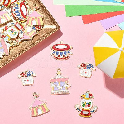 30Pcs 5 Styles Circus Theme Alloy Enamel Pendants ENAM-CJ0004-78-1