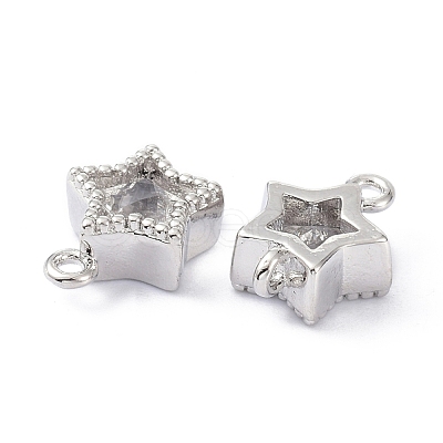 Eco-Friendly Brass Micro Pave Clear Cubic Zirconia Links Connectors ZIRC-C022-06P-1