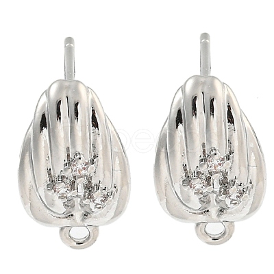 Brass Micro Pave Cubic Zirconia Stud Earring Findings KK-U015-07P-1