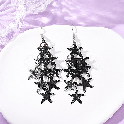 430 Stainless Steel Starfish Dangle Earrings EJEW-A137-11EB-1