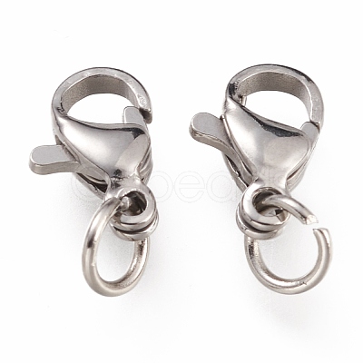 Tarnish Resistant 304 Stainless Steel Lobster Claw Clasps STAS-G240-01B-P-1