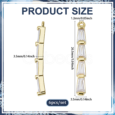 6Pcs Brass Micro Pave Cubic Zirconia Pendants KK-BC0014-67-1