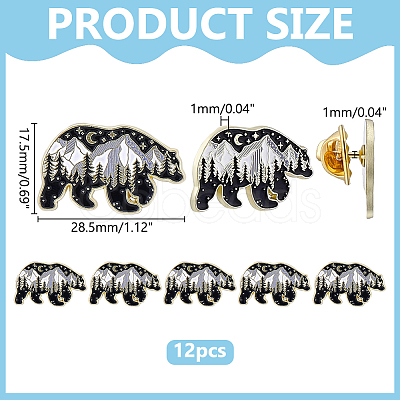 12Pcs Alloy Enamel Brooches JEWB-WR0001-13-1